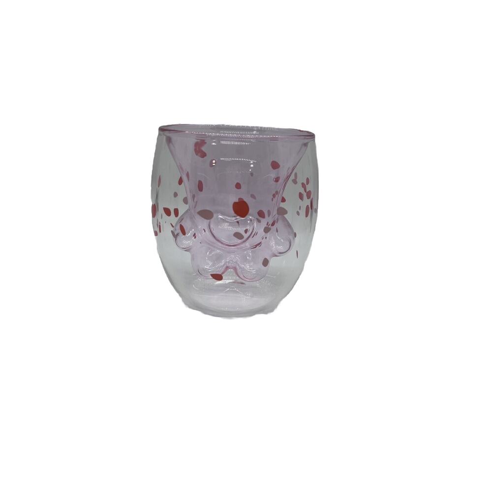 Kawaii Sakura Paw Cup Glass Pink Confetti Double Walled Cherry Cat Claw
